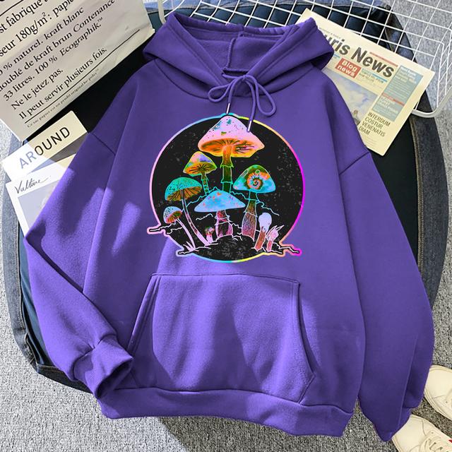 

Garden of Shrooms красочный неоновый принт унисекс/женская хлопковая толстовка с капюшоном повседневный пуловер большого размера Популярная толстовка трендовая одежда унисекс L