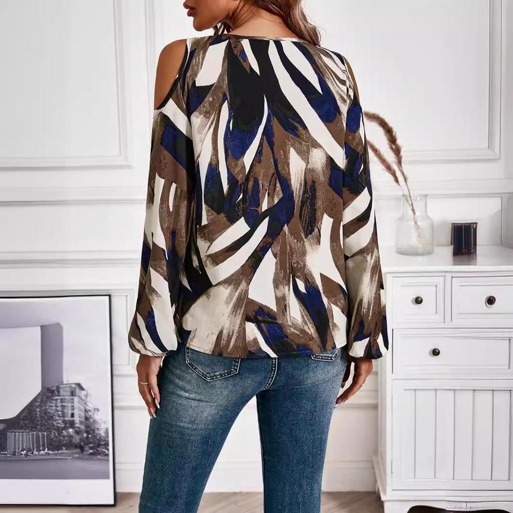 Elegant Long-sleeved V-neck Zipper Women’s T-shirts