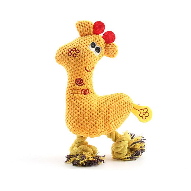 Corduroy Giraffe Squeaky Dog Toy Knotted Rope Leg Bite Resistant Teeth Cleaning Interactive Play Toy for Small Medium Dogs