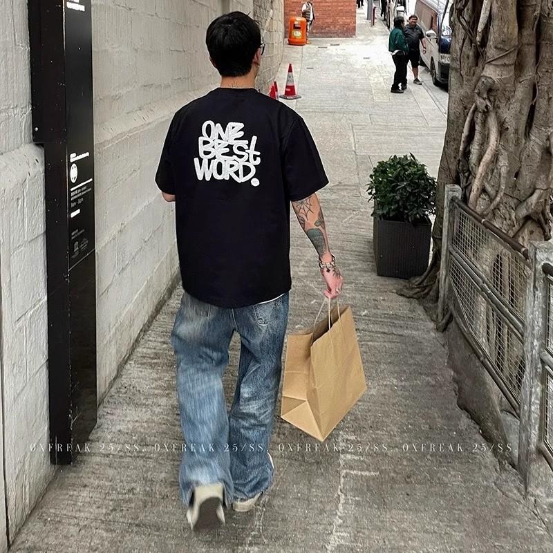 Short Sleeve T Summer T-shirt for Young Men and Women ins Trendy Street Style Loose Crew Neck Top with Trendy Print Versatile T T-shirt