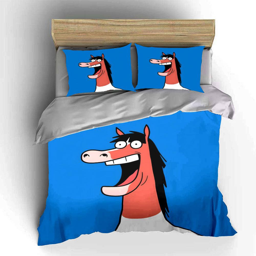 Smiling cartoon horse illustration. Bedding sets Duvet cover sets Duvet covers Pillowcases(1 * Duvet Cover 2 * Pillowcases without duvet insert)