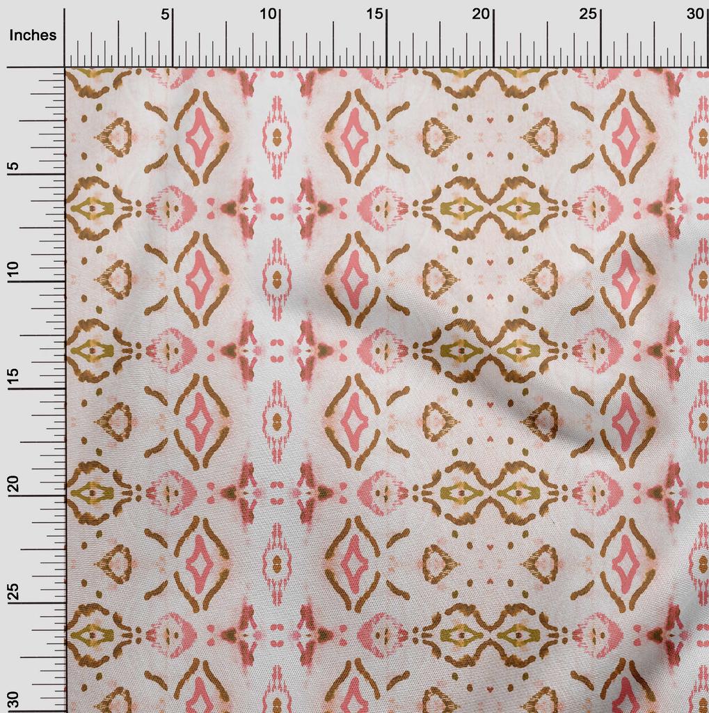 oneOone Baumwoll-Flex-Stoff in Hellpfirsich, Asiatischer Ikkat mit Aquarell-Stoff zum Nähen, bedruckt, Bastelstoff, Meterware, 40 Zoll
