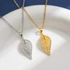 Elegant Women's Titanium Steel Leaf Necklace - Non-fading, Versatile Clavicle Chain Pendant Jewelry.