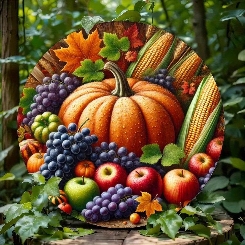 Autumn Farmhouse Metal Wall Art Rustic Harvest Decor Sign 20x20