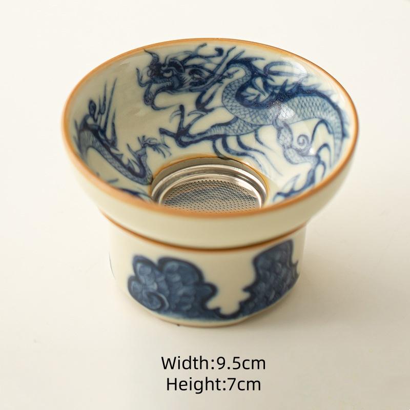 

Ru Kiln Blue Dragon Tea Filter Set Tea Leakage Filter Net High end Exquisite Filter Kung Fu Tea Set Accessories