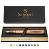 Scriveiner Premium EDC Fountain Pen Stunning Brass Pocket Pen with Brushed Copper Schmidt German Nib Perfect Writing Instrument Gift Set for Men and