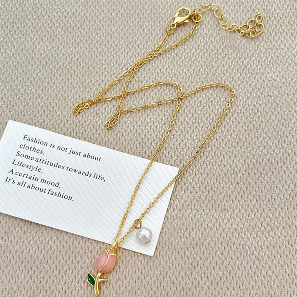 Elegant Tulip Flower Necklace For Women Temperament Tulip Pendant Clavicle Chain Choker Necklace Wedding Jewelry Gift