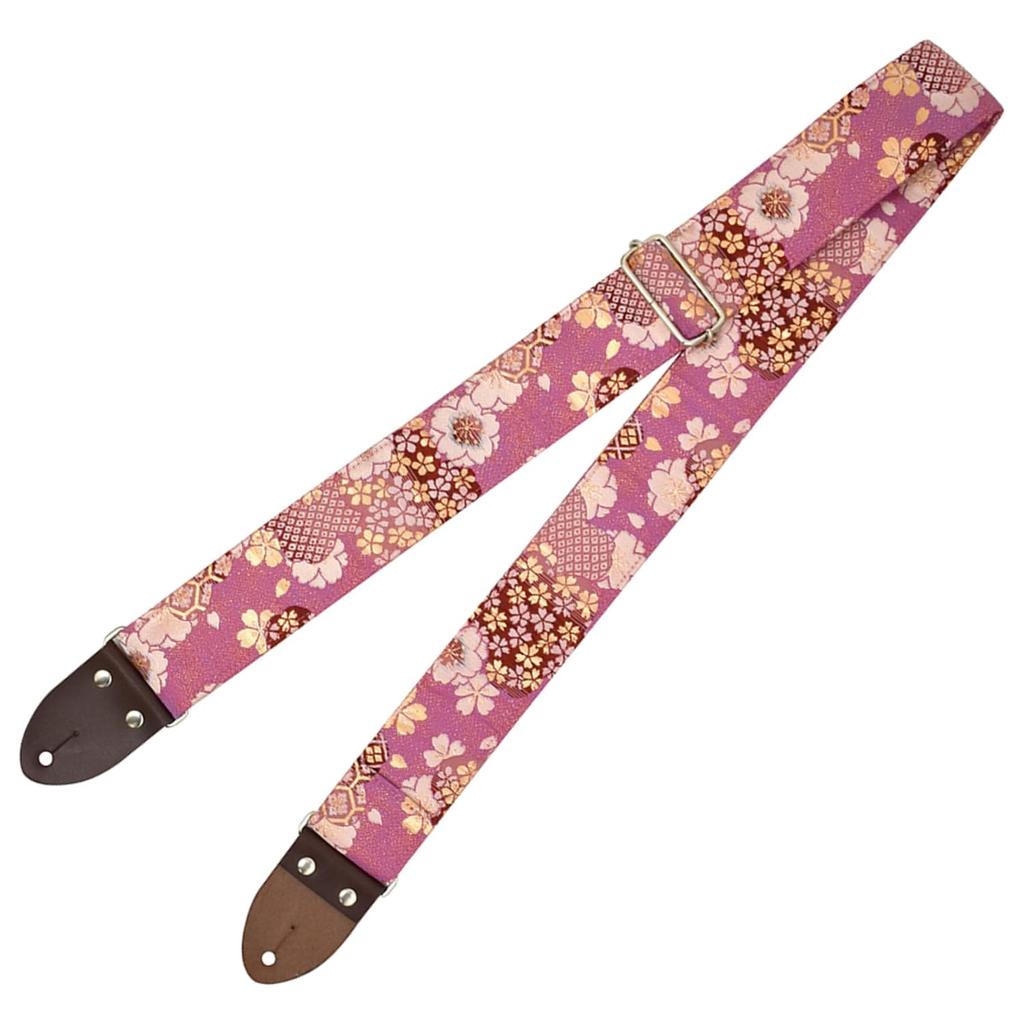 Harmonics J Nishijin Brocade Guitar Made in Length Azuki Strap, Japan, 810-1410mm, Flower-Patterned (No. 4)/DB