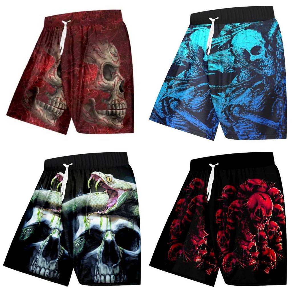 Horror Skull Ghost Skeleton Boxing Shorts Pants 3D Print Fighting Training Unisex Men Women Quick Dry Fitness Gym Sport Workout Casual Streetwear