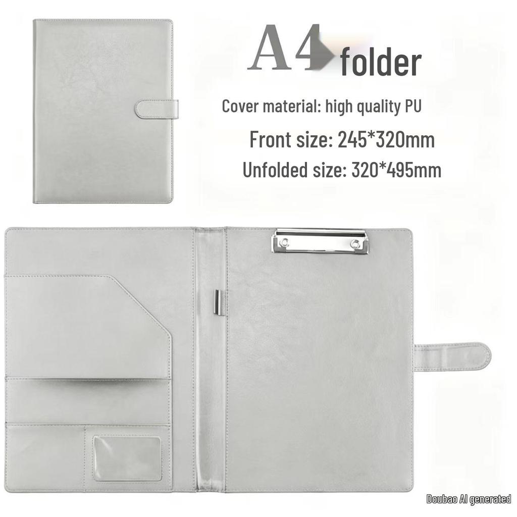 A4 Leather Office Folder: Multifunctional Manager Clip & Contract Signing Book