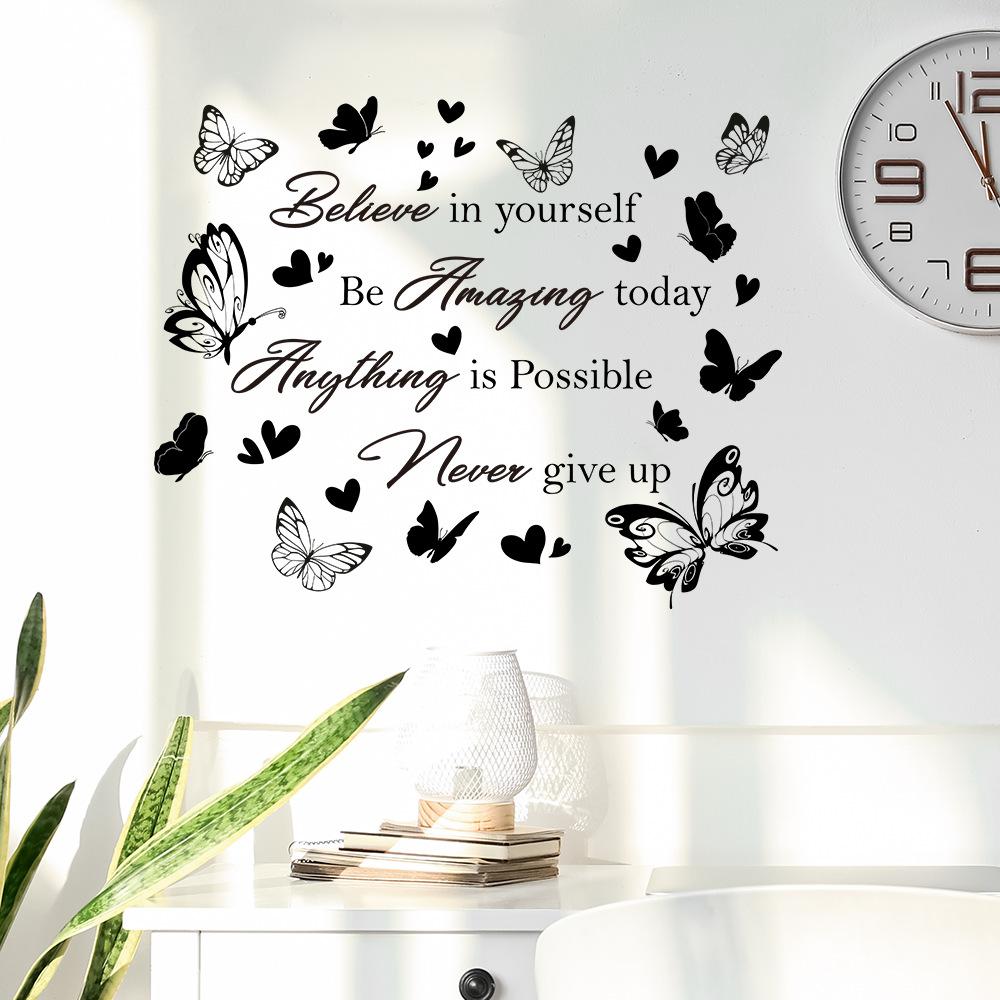 WZ9022 Slogan englezesc Fluture Dragoste Dormitor Sufragerie Studiu Înfrumusețare Acasă Decorare Autocolant de perete