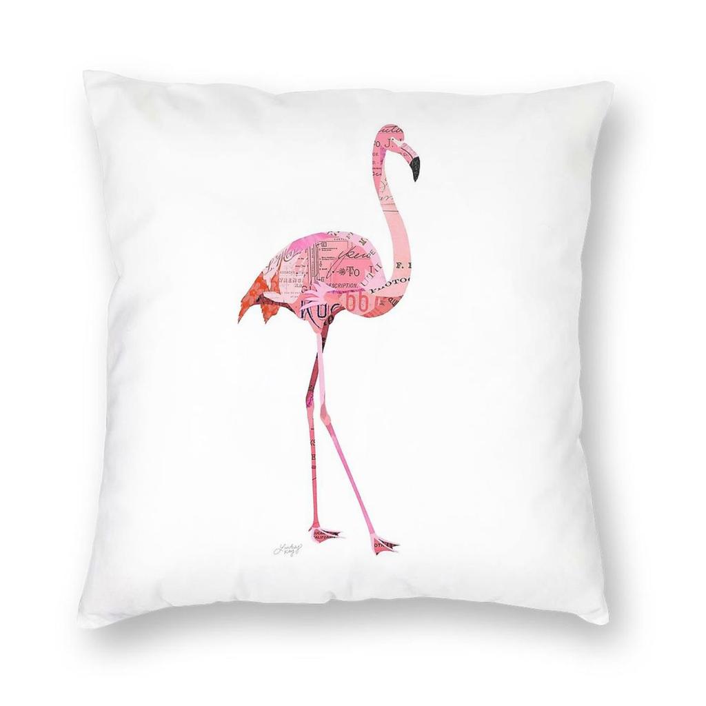 Flamingo Collage Pillowcase Polyester Linen Velvet Creative Zip Decor Home Cushion Cover