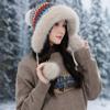Ethnic Style Furry Warm Hat Women's Winter Plush Thickened Hairball Cold Hat Outdoor Ski Hat