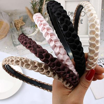 Örgülü Kafa Bandı Kadın Kızlar Elastik Saç Bantları Kaymaz Moda Dokuma Saç Çemberi Bantları Kadın Bezel Saç Aksesuarları Başlıklar