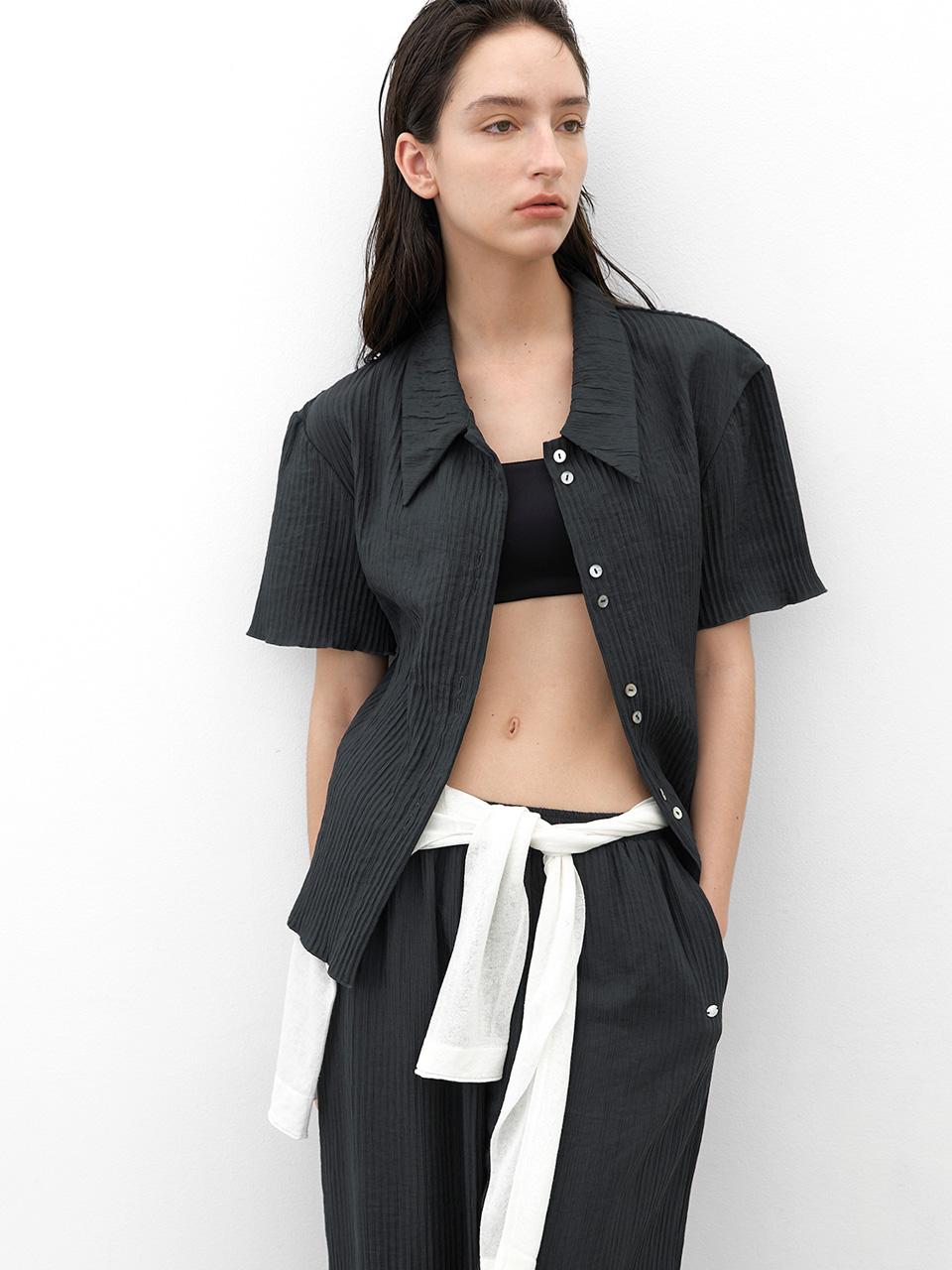 Atelier Nine Lit Pleats Shirt Blouse(Bl-4312) Ivory/S