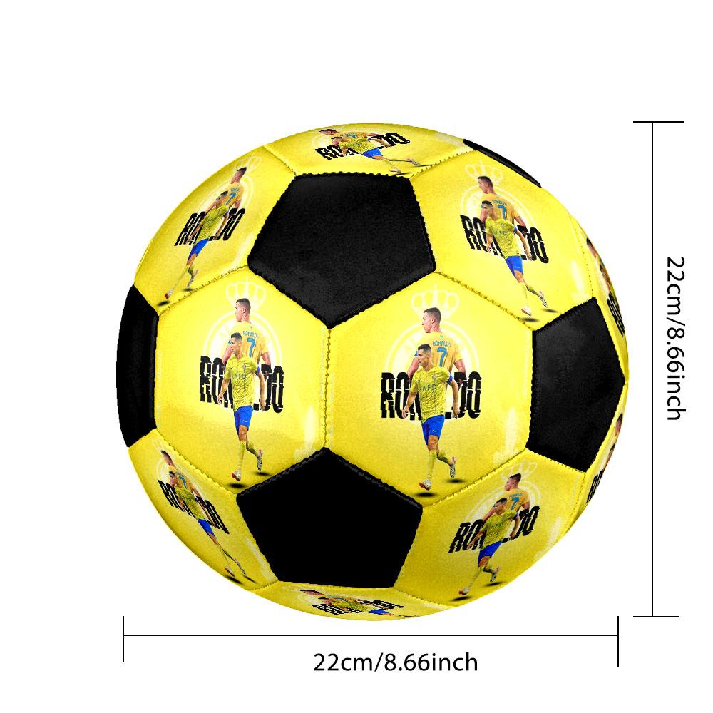 1pz Cristiano Ronaldo Forza misura 5 pallone da calcio PrahaPallone da calcio indoor Colorato Per tutte le età Cucito a macchina PVC Pronto per la competizione Resistente Alto rimbalzo