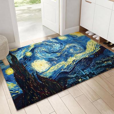 Mooi beroemd v-Van Gogh kunst Vloermat Zacht Verdikte Flanellen Deurmat Antislip Woonkamer Tapijt Huisdecoratie