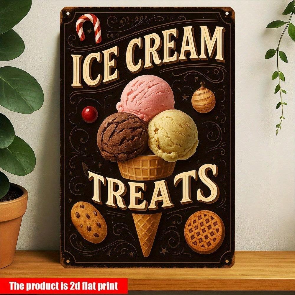 Vintage Ice Cream Metal Sign Wall Decor For Kitchen Cafe Bar