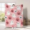 Warm Halloween Flannel Blanket - Cartoon Ghost & Pumpkin Design