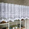 1pc Floral Embroidered Lace Curtain Rod Pocket Sheer Short Valance, Bathroom Small Window Cabinet Cover Dustproof Half Curtains