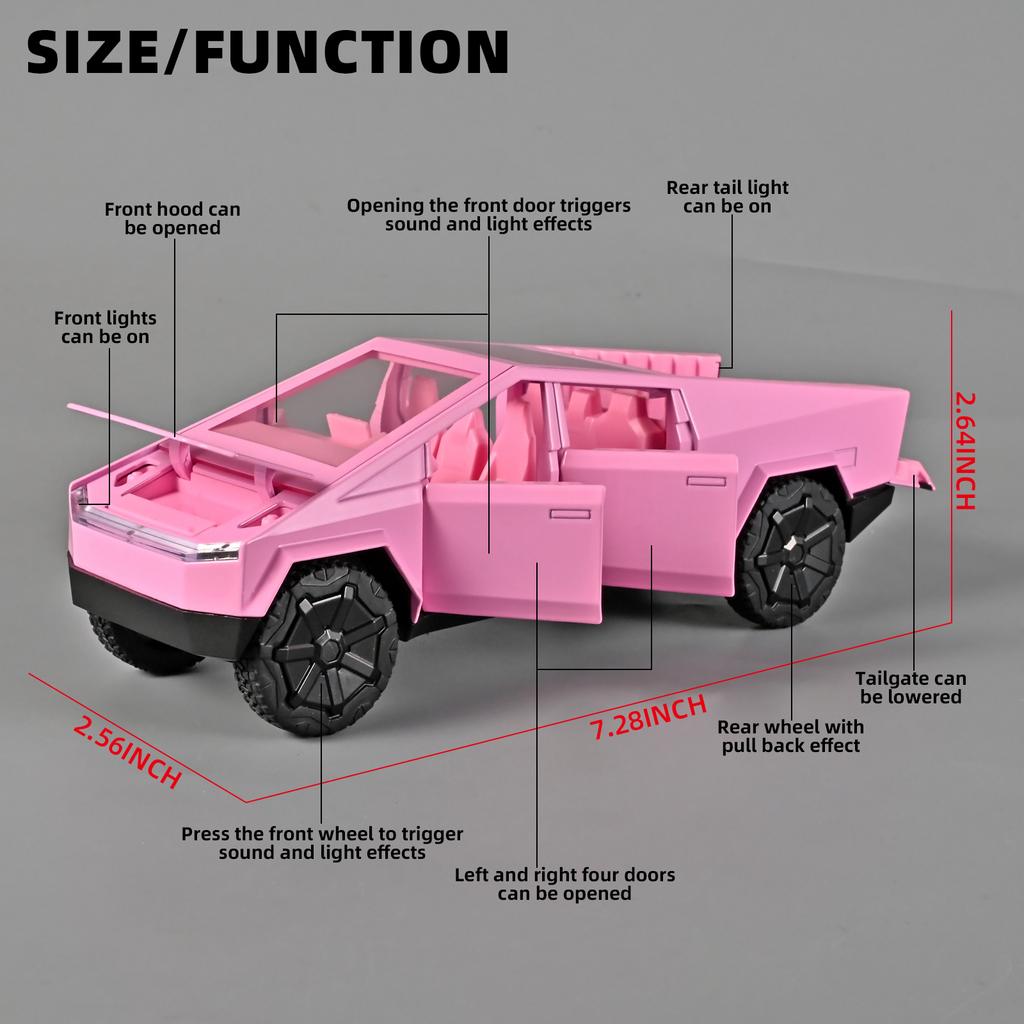 1/32 Tesla Cybertruck Toys Diecast Model Car Alloy Metal Pickup Truck Colorful Indoor Desktop Display Collection Game for Children Boy