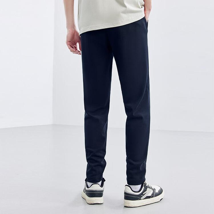 Anta Autumn Knitted Solid Color Elastic Waist Tapered Sports Straight Pants Men Bottoms Black 952357302-1