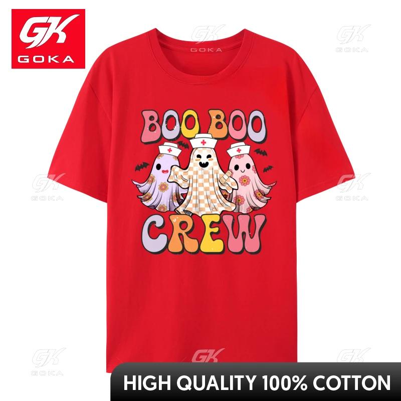Groovy Boo Crew Nurse Funny Ghost Halloween Nurse Casual 3D Printed TShirt for Unisex Pure Cotton Tops Shirts Funny Tee S