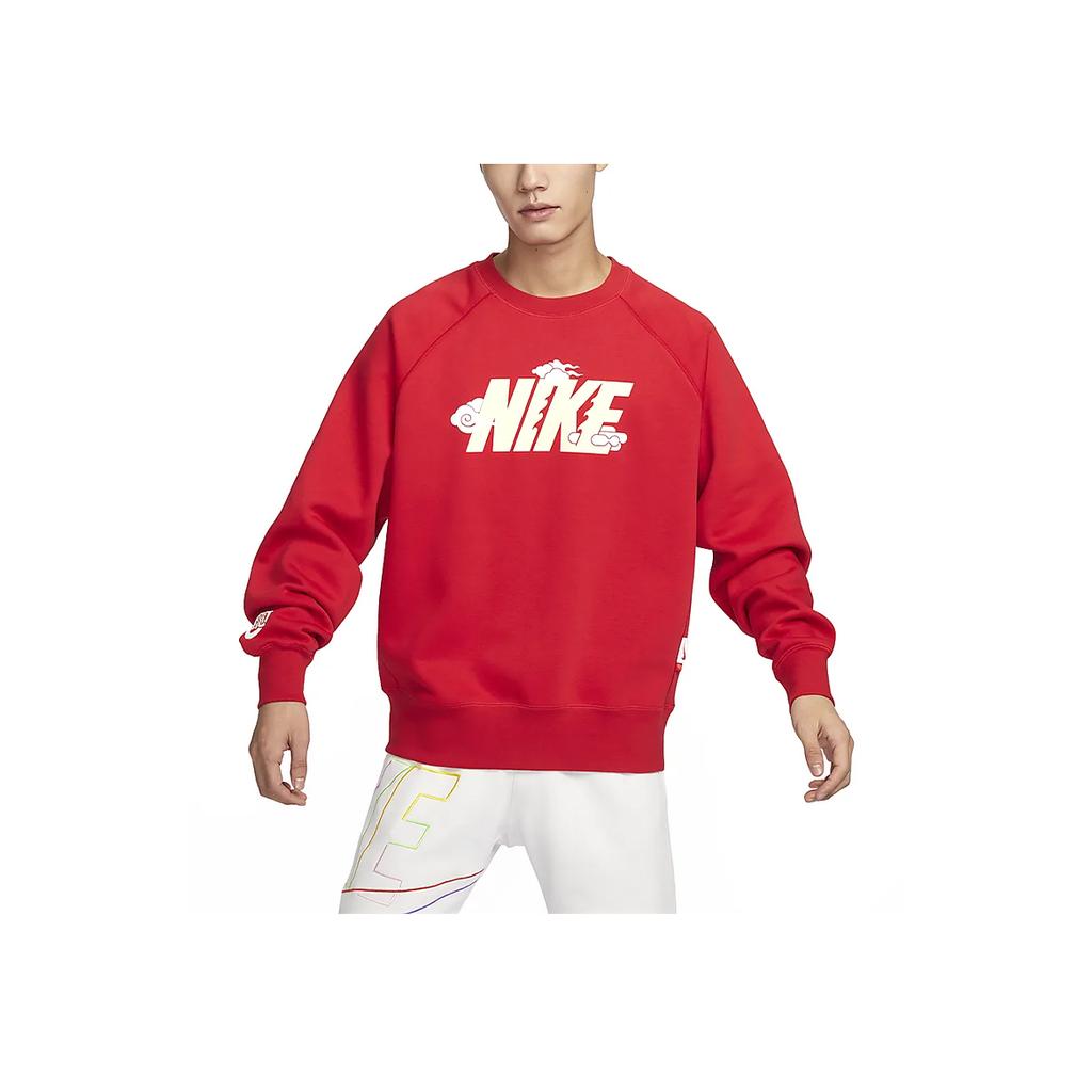 Nike FW23 Year Of The Dragon CNY Series Logo Fleece Crewneck Sweatshirt Kids Tops University-Red FZ6374-657