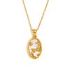 MamacitaLay 18K Gold Plated Stainless Steel Zircon Star Twelve Constellation Shell Necklace Women's Waterproof Neck Jewelry Gift