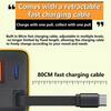 Dual Port Foldable GaN Charger with Retractable Cable for Fast Charging Apple, Huawei, Xiaomi Devices