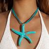 Starfish Resin Necklace Ocean Themed Jewelry for Women Trendy Summer Accessory Gift Adjustable Collarbone Chain