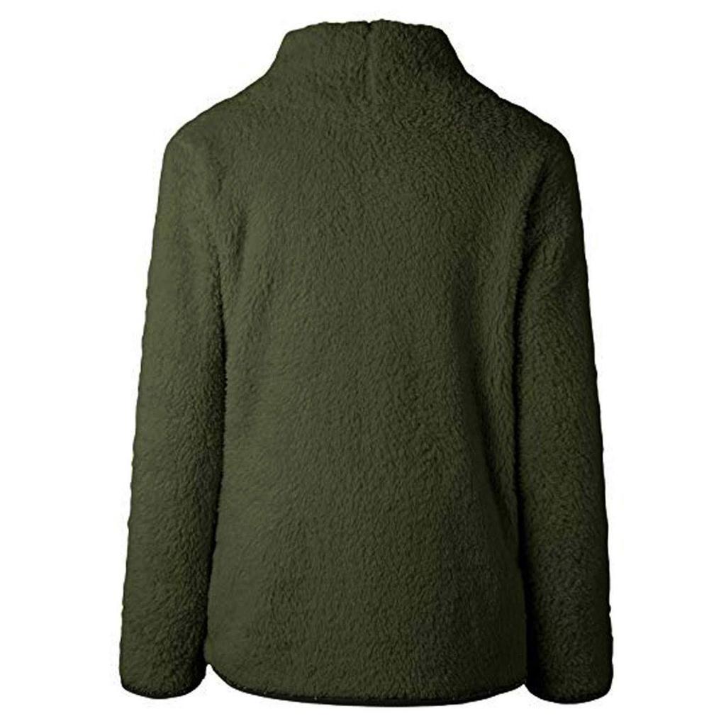 Damen-Sweatshirt mit hohem Kragen, einfarbig, warm, langärmelig, Pullover, Oberteile, Plüsch-Fleece-Bluse mit Reißverschluss