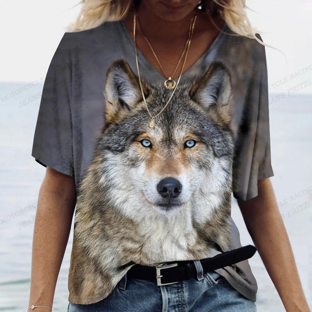 T-shirt d'été pour femmes Vêtements Animal Loup T-shirt imprimé en 3D