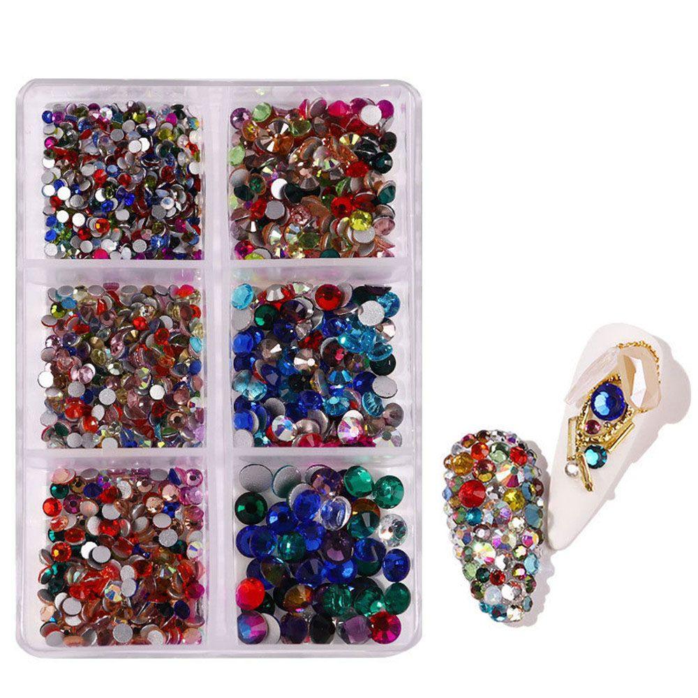 1000Pcs Multi-Size 3D Glitter DIY Diamond Gem Nail Rhinestones AB Crystal