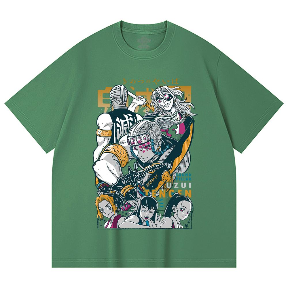 230 Gsm 100% Cotton Demon Slayer V65 Uzui Print Unisex Heavy Cotton T Shirt
