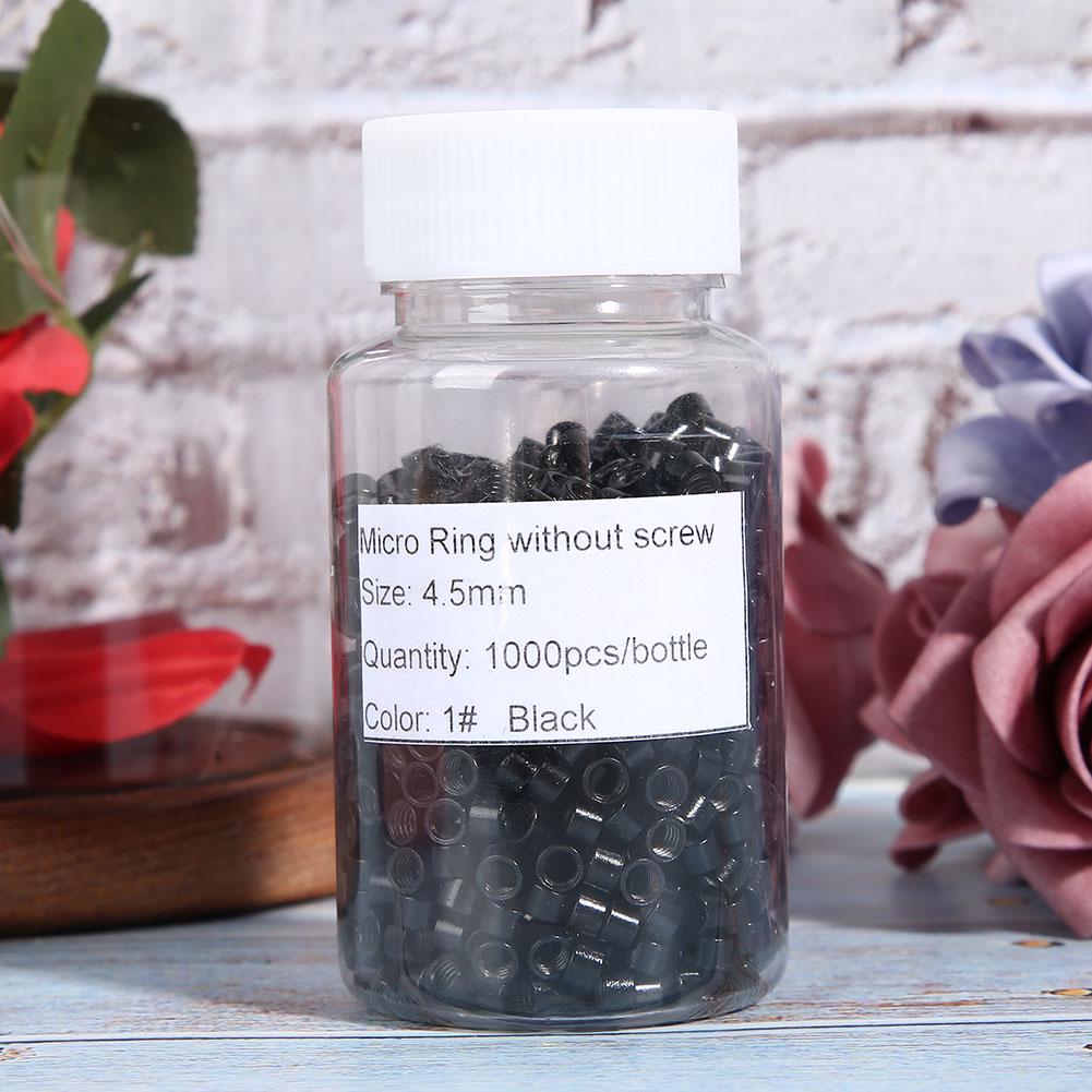 1000 buc Micro-legături din aluminiu Inele margele Șurub Micro inele Instrument pentru extensia părului Negru