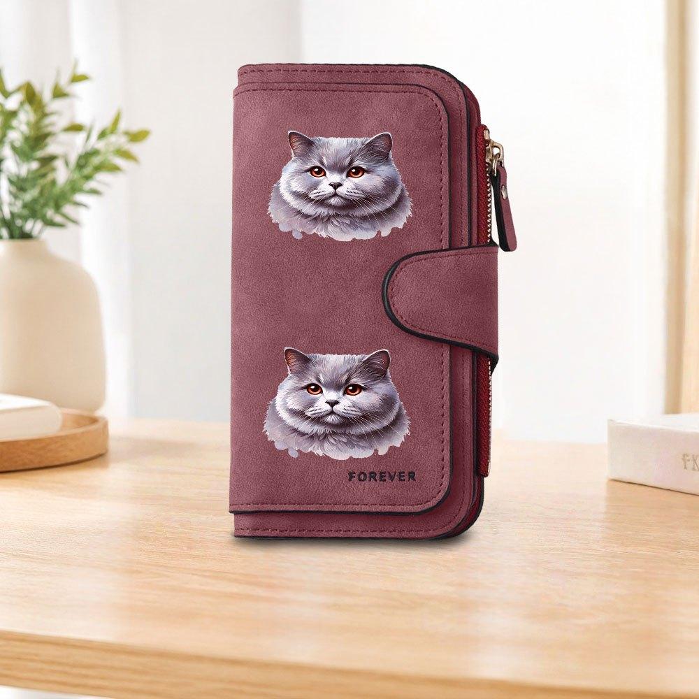 British Shorthair Cat Long Zipper Wallet, Large Capacity Card Holder, Unisex Clutch Bag, Fashionable Zipper Coin Purse, Suitable for Daily Use, A