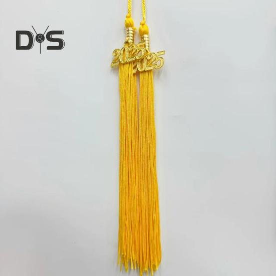 Graduation Hat Tassel with 2025 Date Charm Solid Color 40cm Length Cap Hornor Tassel for Master Bachelor School Graduation Season