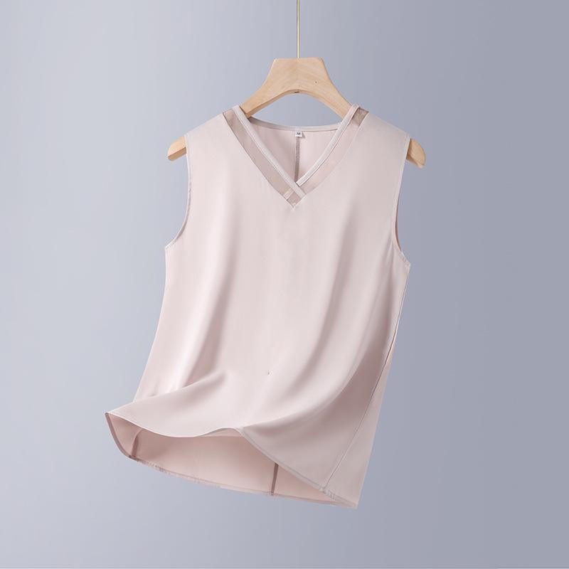 

Women s Satin Slim Fit Camisole for Spring/Summer - Solid Color Base Layer Top 2XL (116-124 jin) вершковий/абрикосовий
