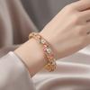 Enamel Flower Crystal Bangle Rhinestone Women's Hand Bracelet Vintage Cloisonne Bangle  Ladies