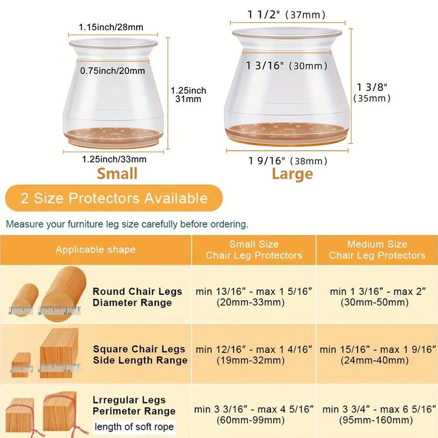 4~32PCs Chair Leg Floor Protectors Rubber Feet Protector Pads Furniture Table Socks Plugs Cover Furniture Feet Reduce Noise