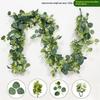 2Pcs Artificial Eucalyptus Vine With White Flowers Faux Greenery Garland For Wedding Arch, Wall And Party Decoration