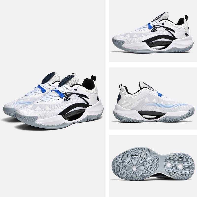 Foreign Trade Large Size Basketball Shoes Luminous 45 Youth Cement Ground Actual Combat Blue Sneakers Mesh Shoes Men's White Sneakers