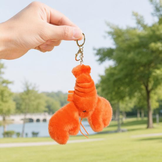 Yousheng Crab/Lobster Doll Keychain Pendant, Plush Keychain, Soft Fluffy Animal Bag Charm with Lanyard And Metal Ring, Cute Seafood Decoration