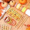 Sabary 48 Pcs Fall Pencils Thanksgiving Silicone Bracelets Set Thanksgiving Party Favors Maple Leaf Pencils Bulk Turkey Wristbands Pumpkin Bracelet
