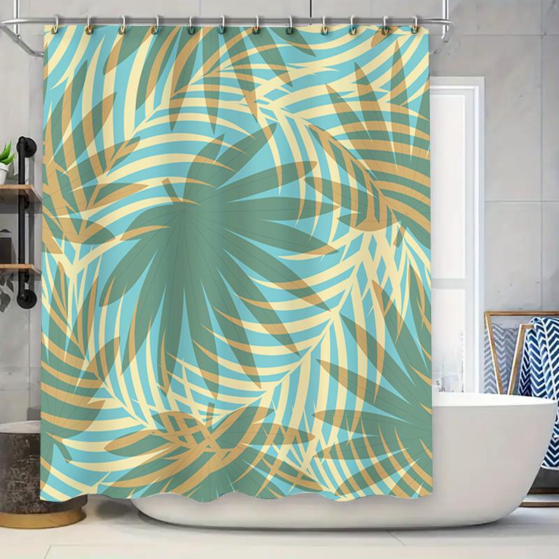 

Blue Green Tropical Leaves Shower Curtain Waterproof Home Decor Bathroom Accessories 240x180cm New Arrival Sale (Shower Curtain 90x180cm