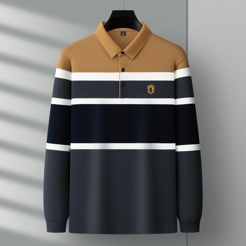 

Новая футболка с длинными рукавами, вышитая, качественная, мужская, с длинными рукавами и лацканами, на осень и зиму 2XL