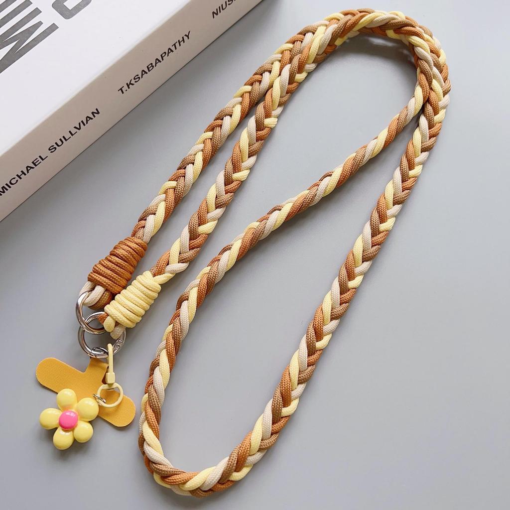 Trendy Multicolor Adjustable Crossbody Phone Lanyard - Thick Braided Anti-Drop Chain