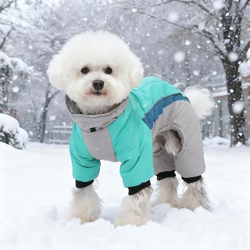 Autumn and Winter Plush Dog Warm Clothes Waterproof and Capable of Pulling Four Legged Clothes Thicken Pet Outdoor Clothing