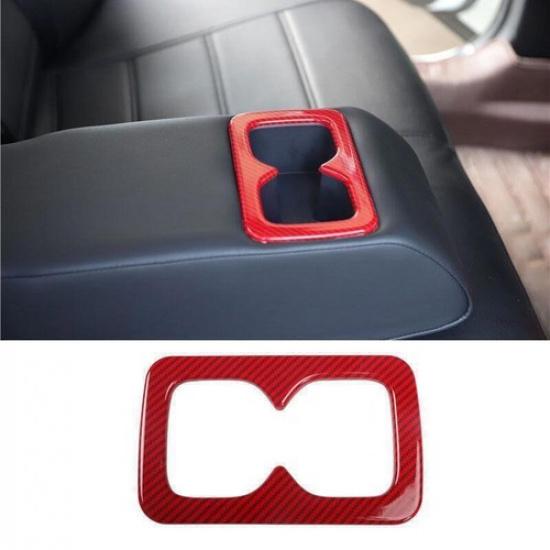 For Nissan Sentra Sylphy 2013- Red Carbon Fiber Rear Water Cup Panel Trim 1X